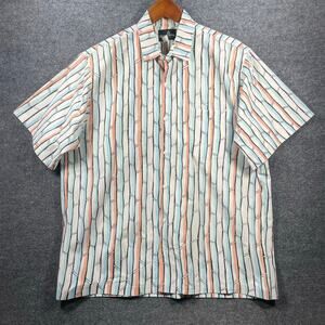 VTG Cactus Club Los Angeles Shirt Men's Large White/Blue Bamboo Geometric USA